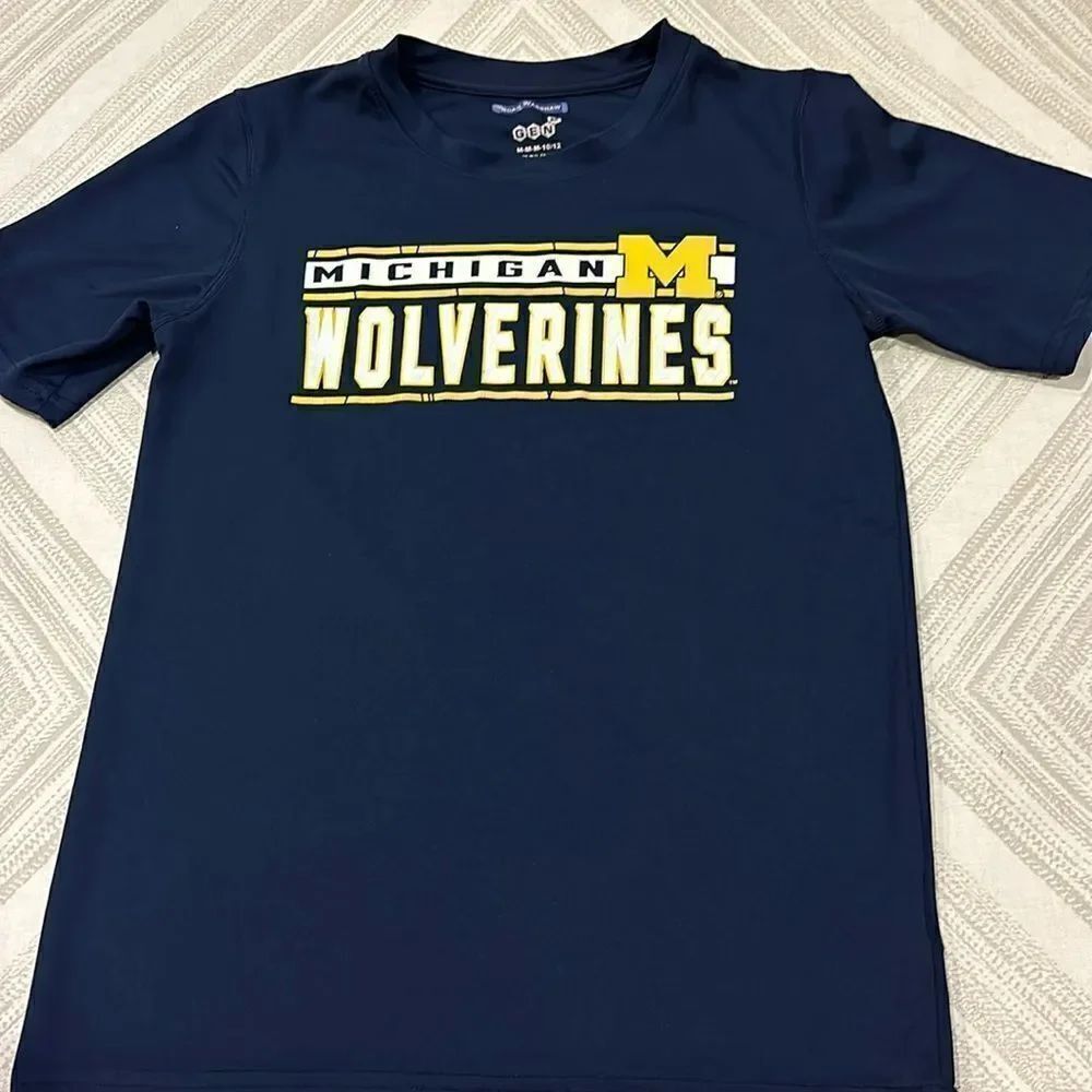 Gen2 Boys Michigan Wolverines Navy & Yellow Dri Fit Type Short-sleeve Shirt